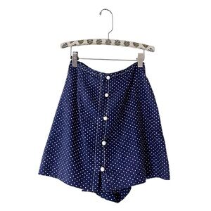 Vintage 80s Gaddi California Polka Dot Skort Navy Blue White Skirt Shorts